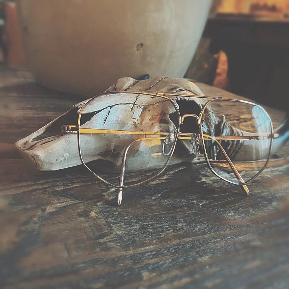 Gold Geometric Wire Glasses - Clear Lens Fashion Accessory NWOT